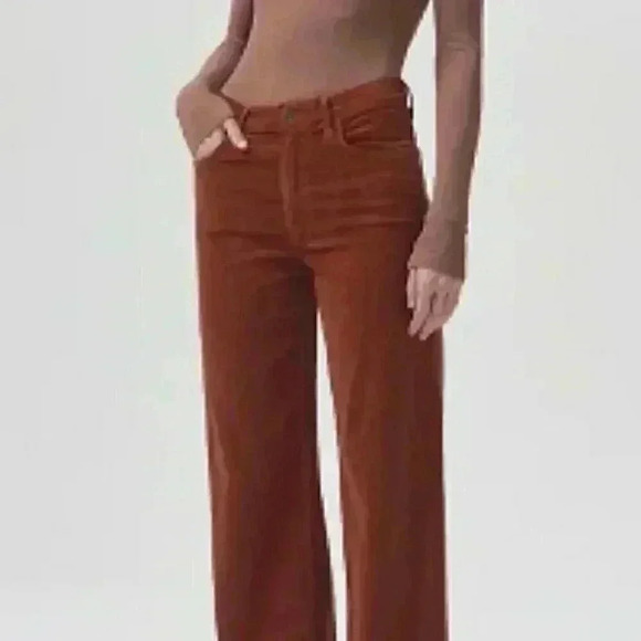 New AGOLDE Women Harper Straight Leg Corduroy Jeans Size 31 Color Saddle Brown - Picture 2 of 14